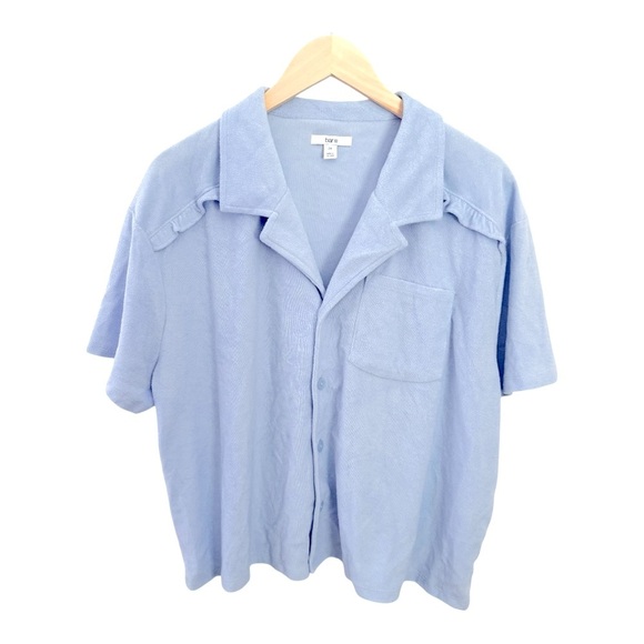 NWT BAR III Soft Terry Cloth Blue Short Sleeve Camp Shirt - Size 2X - Picture 2 of 13